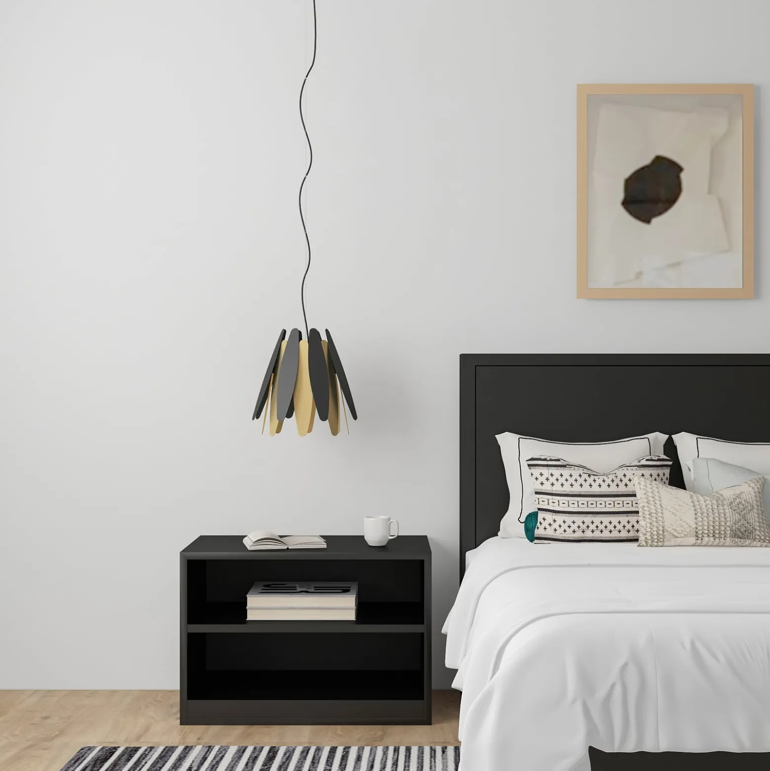 Lucande Lounit -riippuvalo, musta-kulta, 1-lamp.