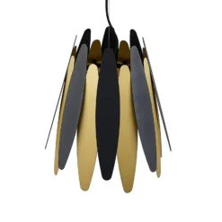Lucande Lounit -riippuvalo, musta-kulta, 1-lamp.