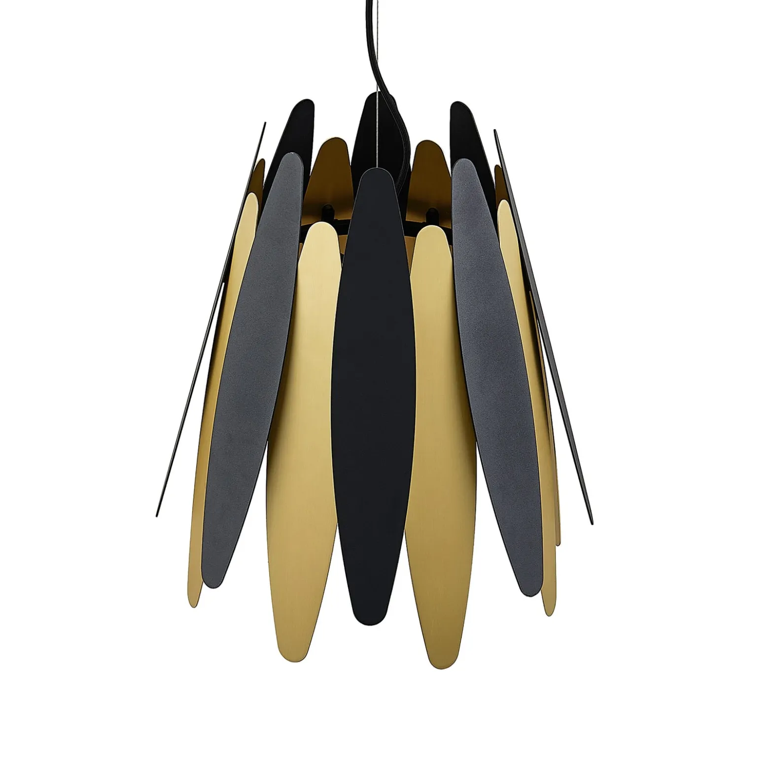 Lucande Lounit -riippuvalo, musta-kulta, 1-lamp.
