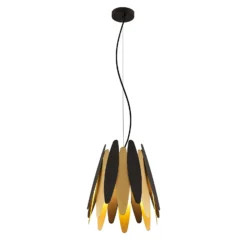 Lucande Lounit -riippuvalo, musta-kulta, 1-lamp.