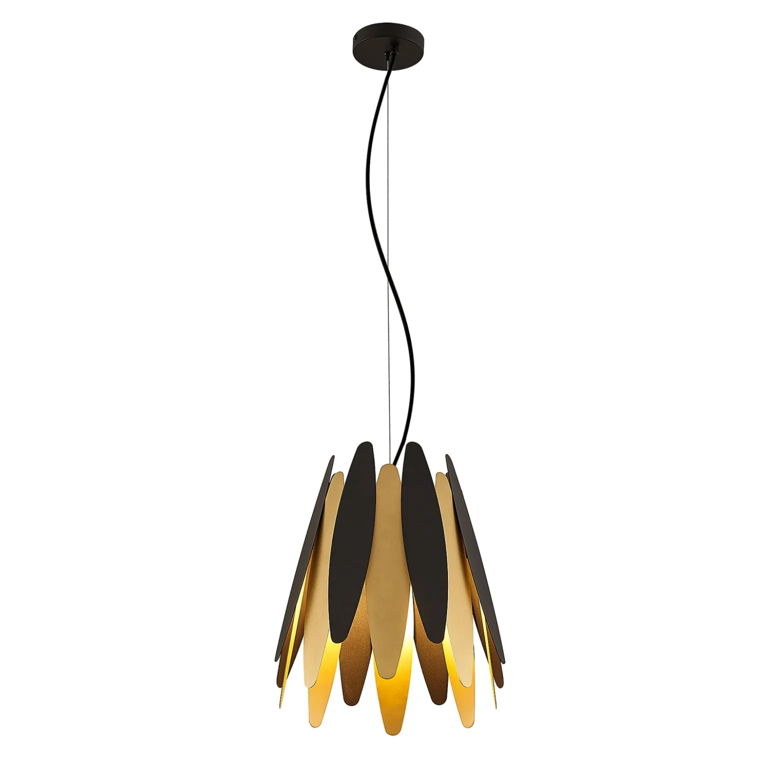 Lucande Lounit -riippuvalo, musta-kulta, 1-lamp.