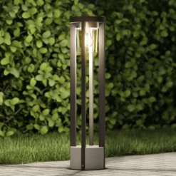 Lucande polkuvalaisin Overa, harmaa, metalli, 68 cm, IP44, E27