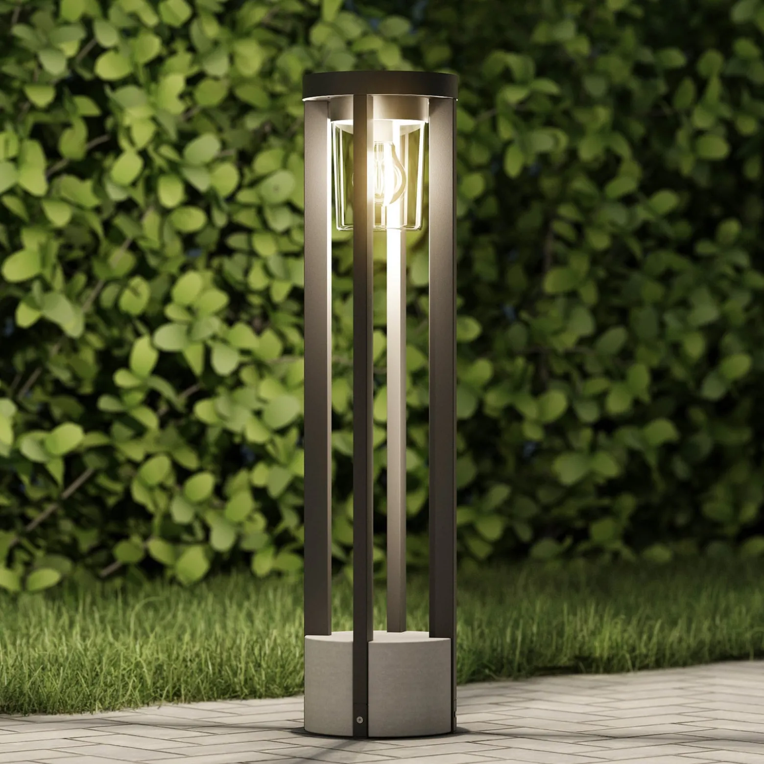 Lucande polkuvalaisin Overa, harmaa, metalli, 68 cm, IP44, E27