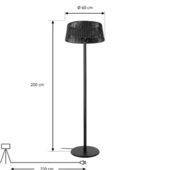 Lucande Pyravo -terassilämmitin, musta, 200 cm, alumiini, IP44