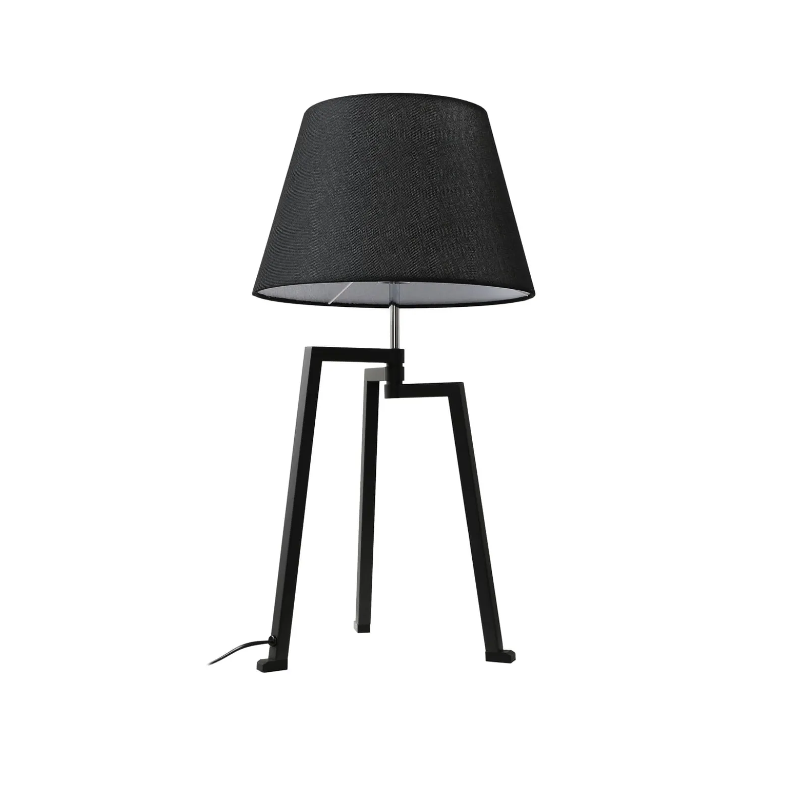 Lucande pöytävalaisin Amona, musta, tekstiili, 69 cm, kolmijalkainen