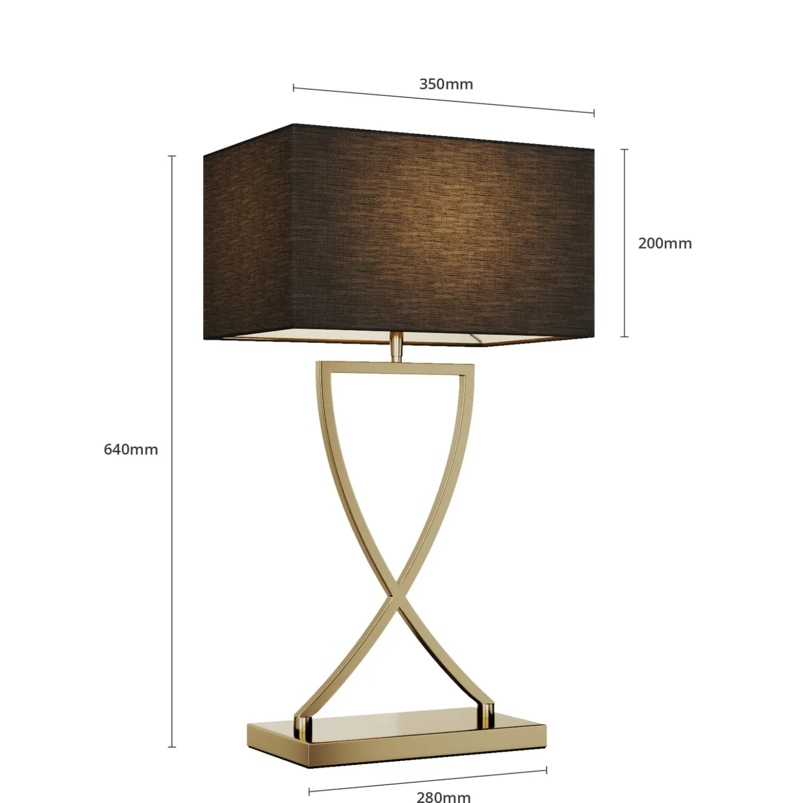 Lucande-pöytävalaisin Evaine, messinki/musta, 66 cm, E27