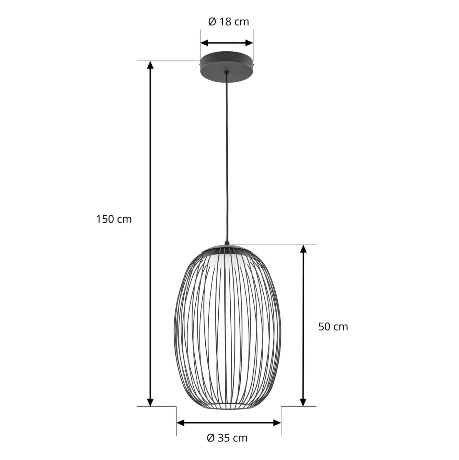 Lucande Richi LED-riippuvalaisin, musta, Ø35 cm, himmennettävä