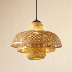 Lucande-riippuvalaisin Rasmina, bambu, Ø 50 cm, 1-lamppuinen, 1-lamppuinen