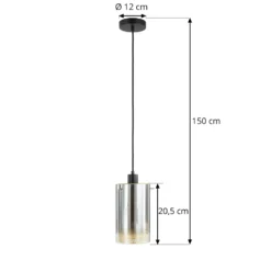 Lucande-riippuvalaisin Sterzy, Ø 15 cm, harmaa, lasi, E27