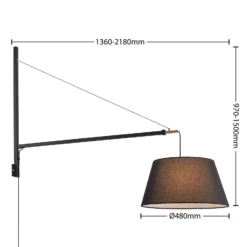 Lucande seinävalaisin Beleza, korkeus 150 cm, ulosvedettävä, tekstiili