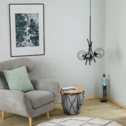Lucande Sotiana riippuvalaisin, 3-valo, pyöreä, musta