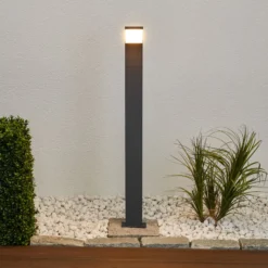 Lucande Timm LED-pylväsvalaisin, 100 cm, antrasiitti, metalli, IP54