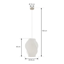 Lucande Tovina-riippuvalaisin, tekstiili, valkoinen, Ø35cm