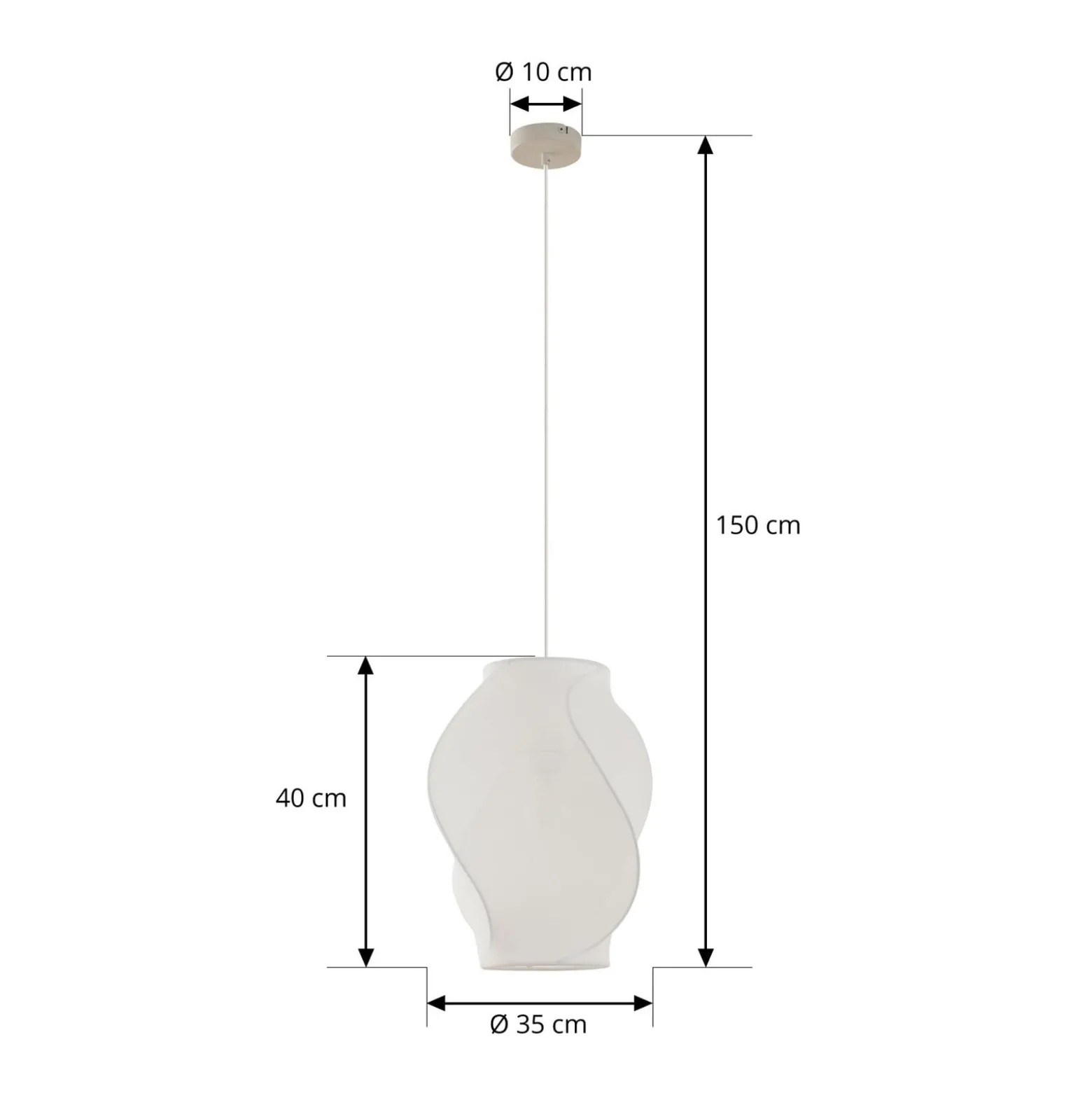 Lucande Tovina-riippuvalaisin, tekstiili, valkoinen, Ø35cm