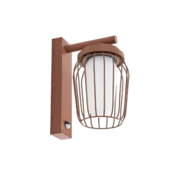 Lucande ulkoseinävalaisin Chandan, ruoste, anturi, IP44, E27