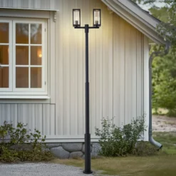 Lucande ulkovalaisin Siveta, 240 cm, 2-lamppuinen, musta, E27, IP65