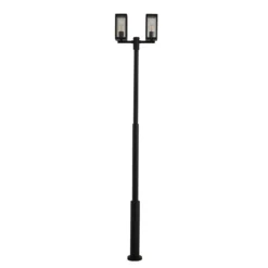 Lucande ulkovalaisin Siveta, 240 cm, 2-lamppuinen, musta, E27, IP65