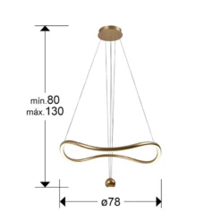 Älykäs LED-riippuvalaisin Romina, Ø 78 cm, kullattu metalli CCT