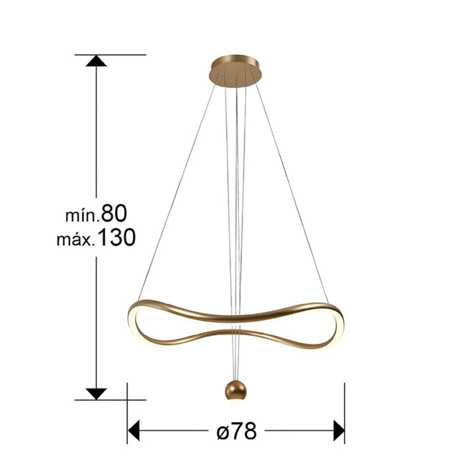 Älykäs LED-riippuvalaisin Romina, Ø 78 cm, kullattu metalli CCT