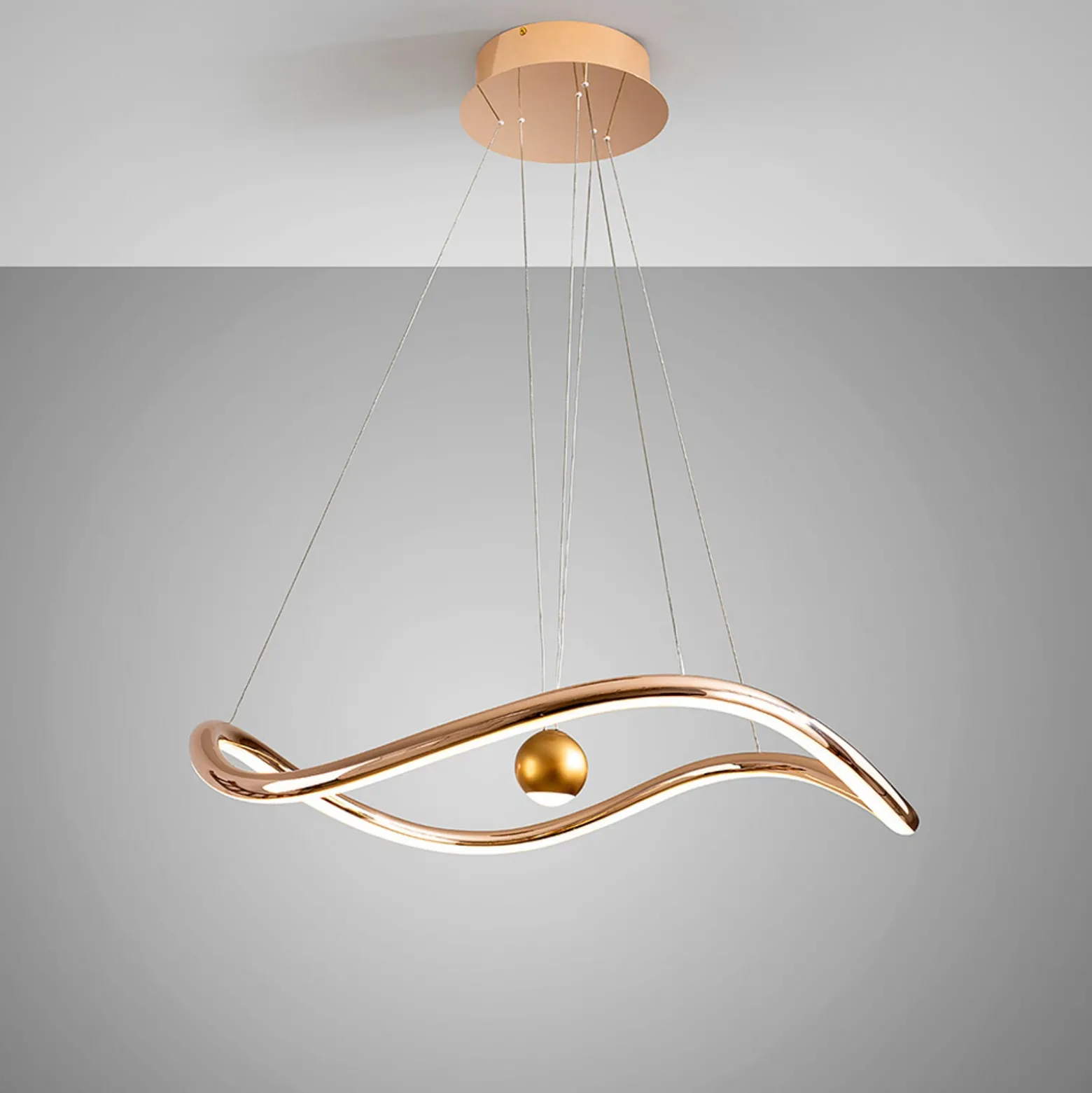 Älykäs LED-riippuvalaisin Romina, Ø 78 cm, kullattu metalli CCT