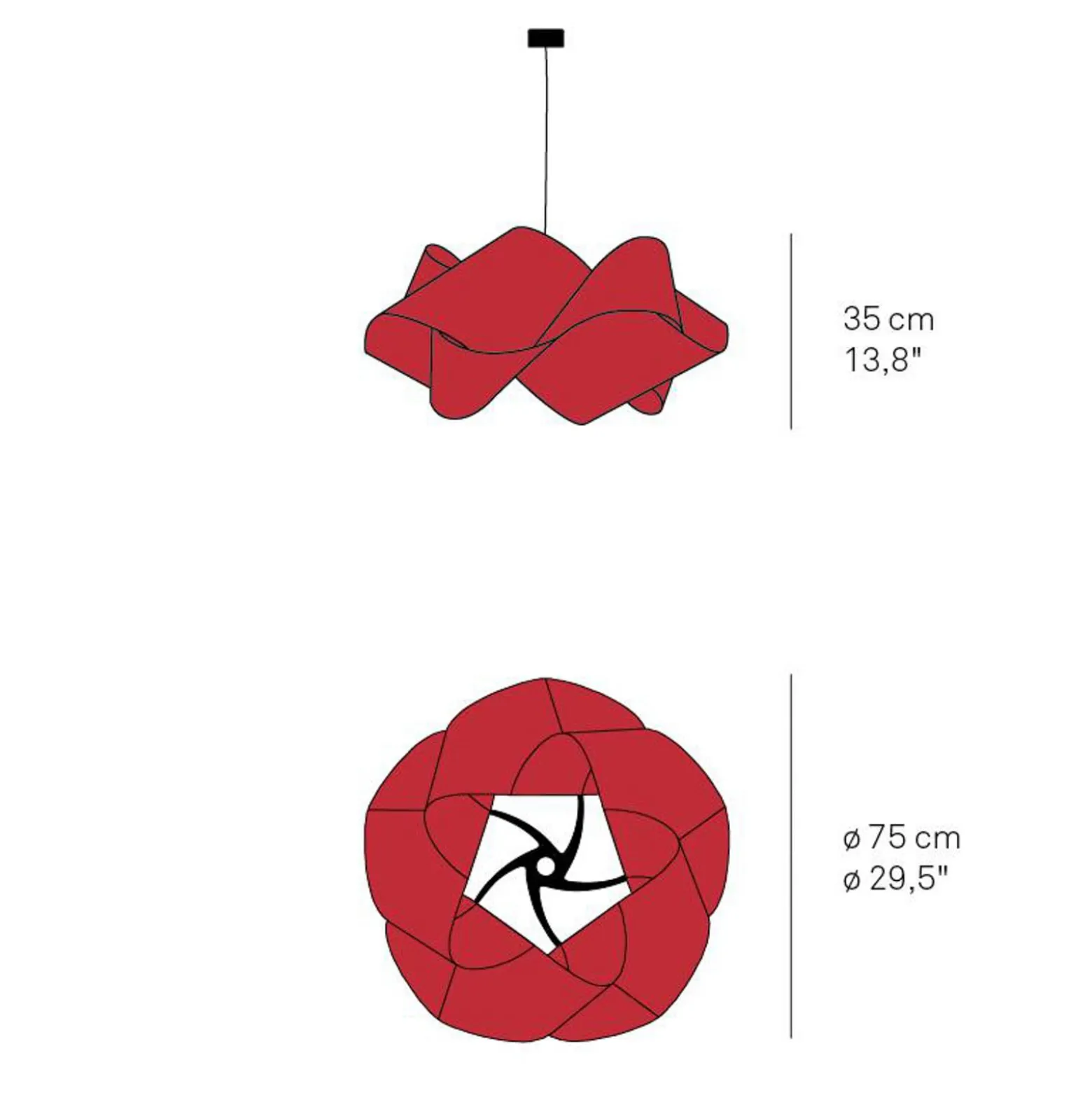 LZF Swirl-riippuvalaisin, luonnon kirsikkapuuta, Ø 75 cm