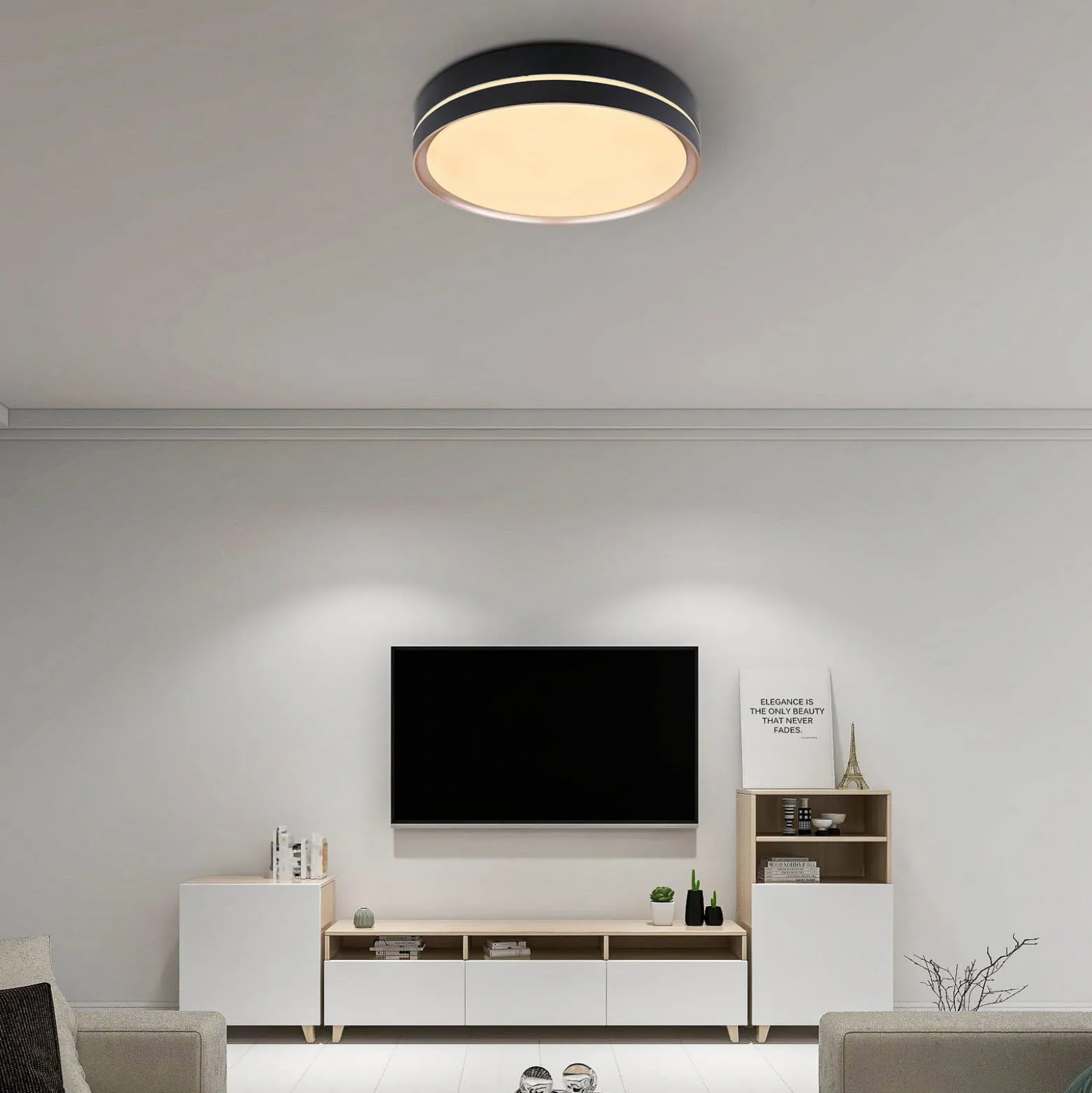 Manni LED-kattovalaisin, Ø 39 cm, musta/bronssinvärinen, CCT