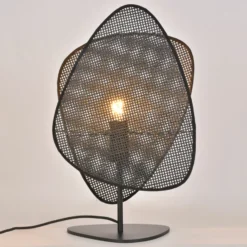MARKET SET pöytävalaisin Screen, musta, rottinki, korkeus 51 cm