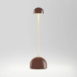 MARSET LED-akkukäyttöinen pöytälamppu Sips, ruskea/kulta, 31 cm, teräs
