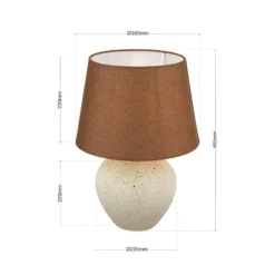 Masai-pöytävalaisin, kerma/ruskea, korkeus 46,5 cm, keramiikka/pellava