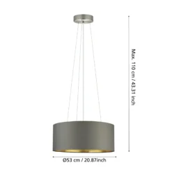 Maserlo-tekstiiliriippuvalaisin, cappuccino, 53 cm