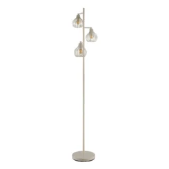 Mateo-maavalaisin, kermanvärinen, metallia, 161 cm, 3 lamppua, E27