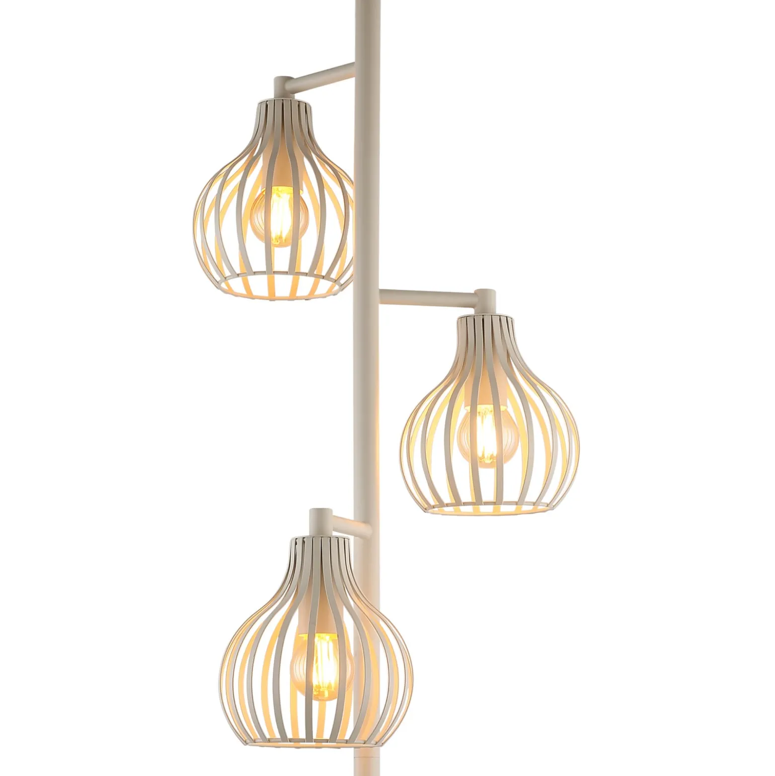 Mateo-maavalaisin, kermanvärinen, metallia, 161 cm, 3 lamppua, E27