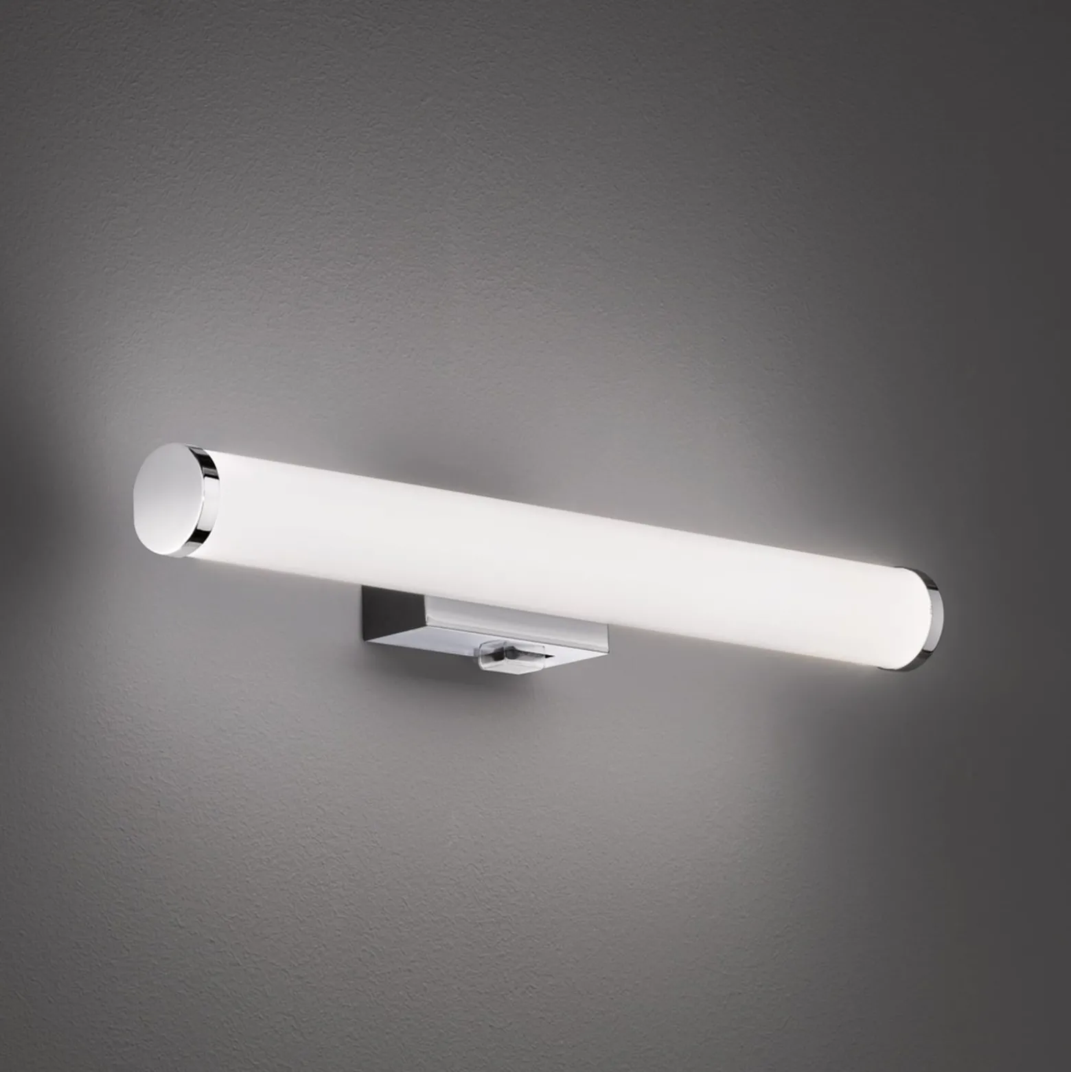 Mattimo LED-seinävalaisin, leveys 40 cm, kromi, kytkin