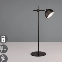 Maxima LED-ladattava pöytävalaisin, musta, korkeus 41 cm, muovia