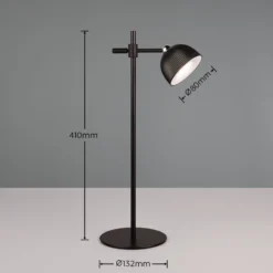 Maxima LED-ladattava pöytävalaisin, musta, korkeus 41 cm, muovia