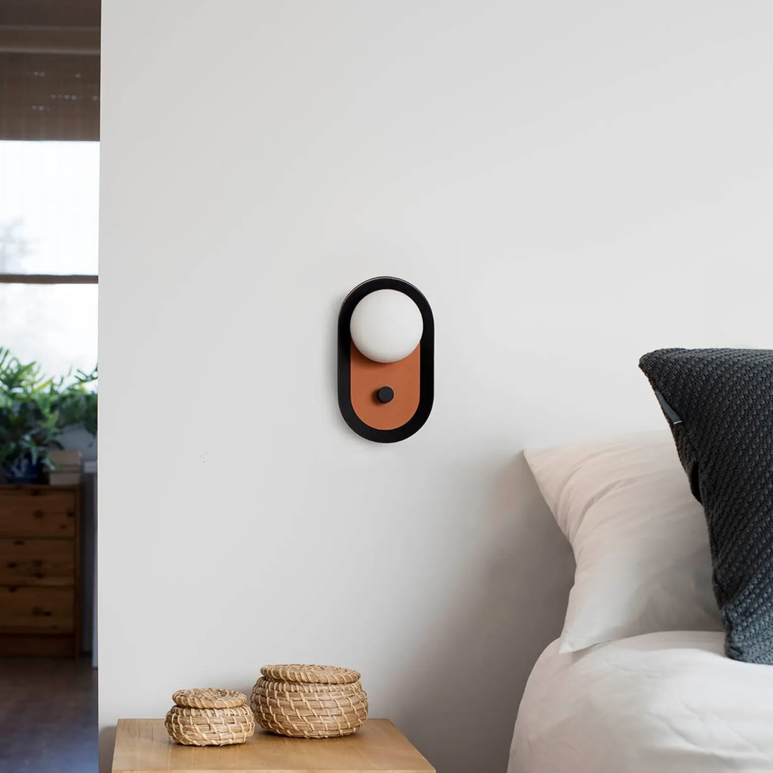 Maya LED-seinävalaisin, terrakotta, alumiini/lasi, leveys 12,2 cm