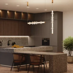 Maytoni Cosmo LED-riippuvalaisin, messinki, pituus 98 cm, lasi