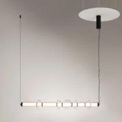 Maytoni Cosmo LED-riippuvalaisin, musta, pituus 98 cm, lasi