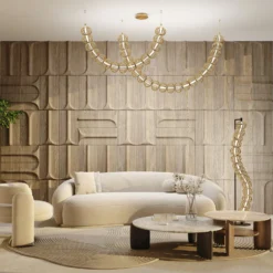 Maytoni LED-lattiavalaisin Golden Cage, korkeus 154 cm, metallia