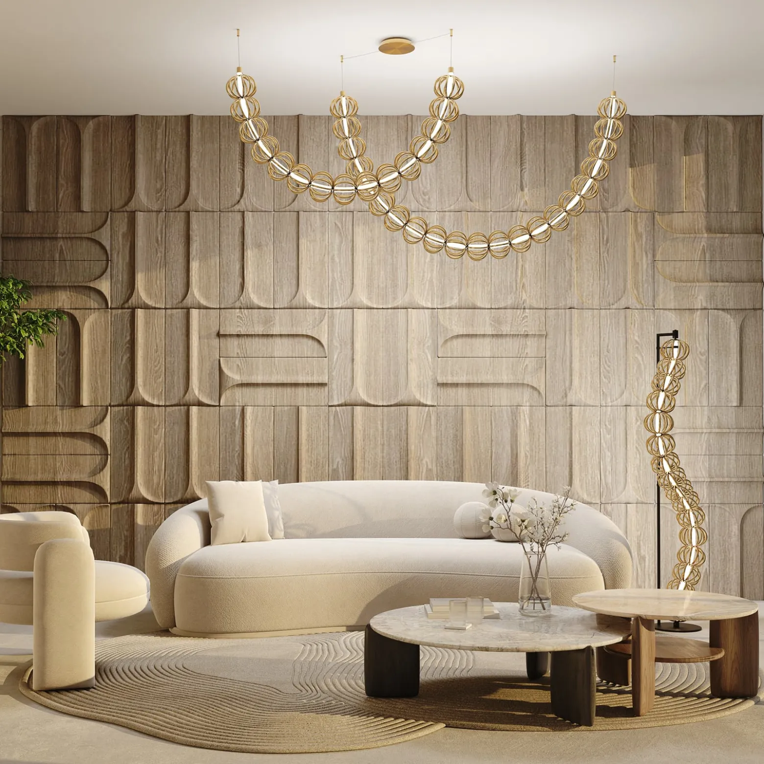 Maytoni LED-lattiavalaisin Golden Cage, korkeus 154 cm, metallia