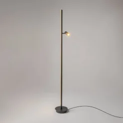 Maytoni LED-lattiavalaisin Thin, musta, alumiini, korkeus 155 cm, himmennettävä