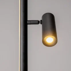 Maytoni LED-lattiavalaisin Thin, musta, alumiini, korkeus 155 cm, himmennettävä