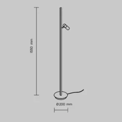 Maytoni LED-lattiavalaisin Thin, musta, alumiini, korkeus 155 cm, himmennettävä
