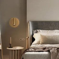 Maytoni LED-seinävalaisin Ios 176, kullanvärinen, pyöreä, alumiini