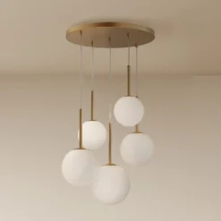 Maytoni riippuvalaisin Basic form, kulta, Ø 58 cm 5-valo, lasi