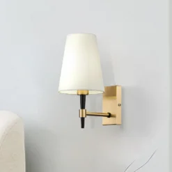 Maytoni seinävalaisin Zaragoza, kullanvärinen/valkoinen, tekstiili