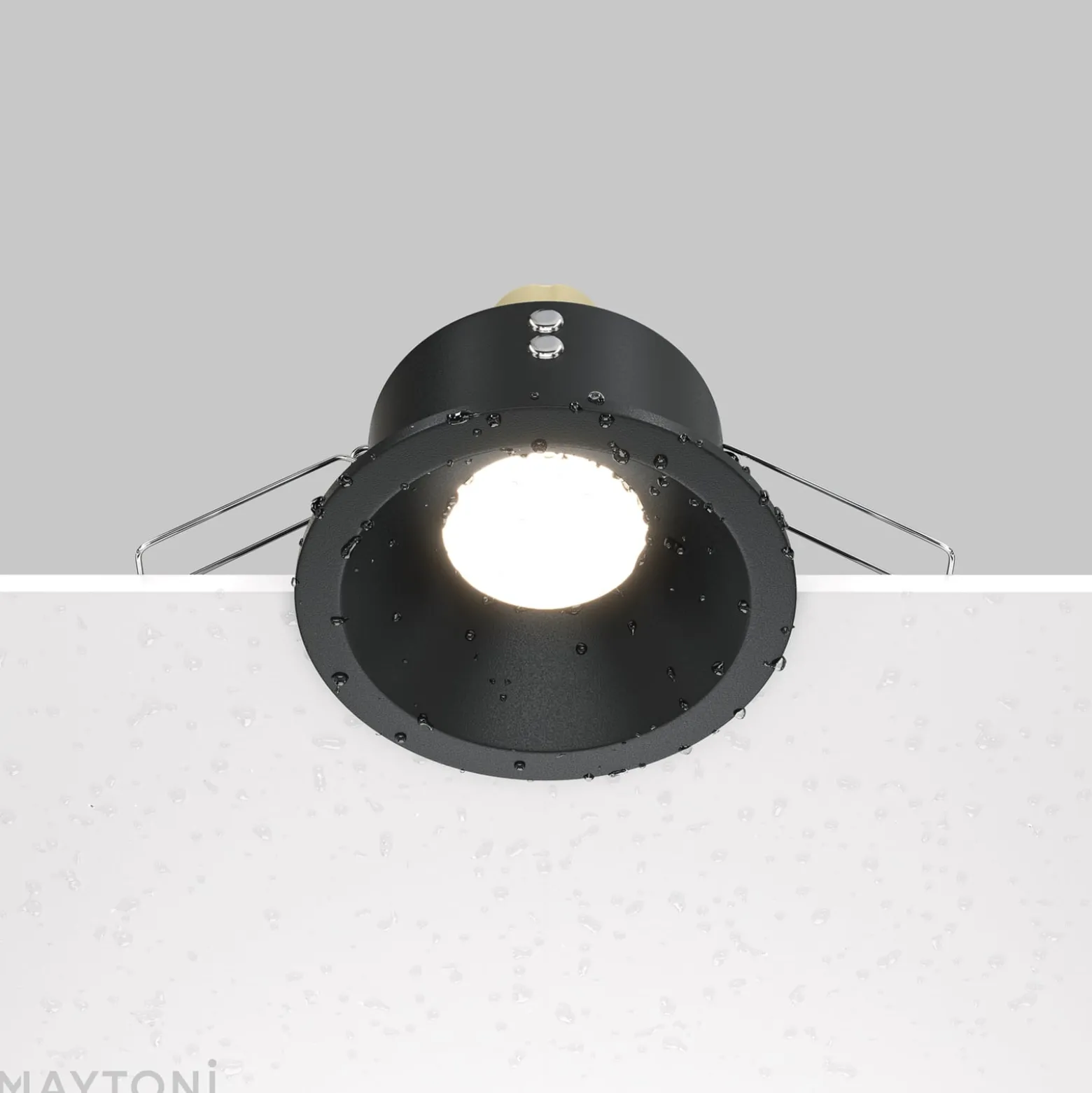 Maytoni upotettava kattovalaisin Zoom, musta, Ø 8,5 cm, alumiini IP65