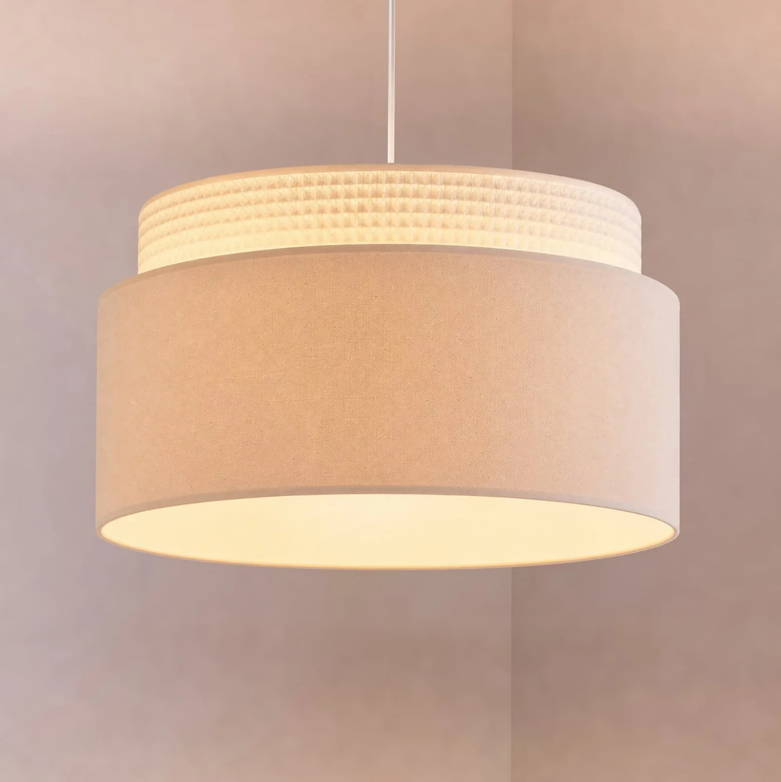 Milano-riippuvalo, ecru/beige, Ø 45 cm, tekstiili, E27