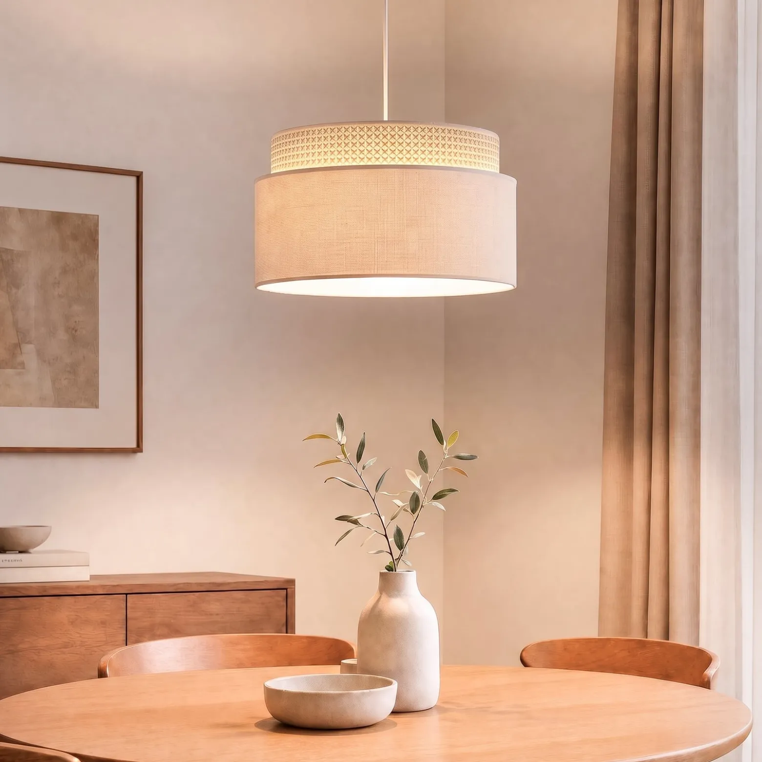 Milano-riippuvalo, ecru/beige, Ø 45 cm, tekstiili, E27