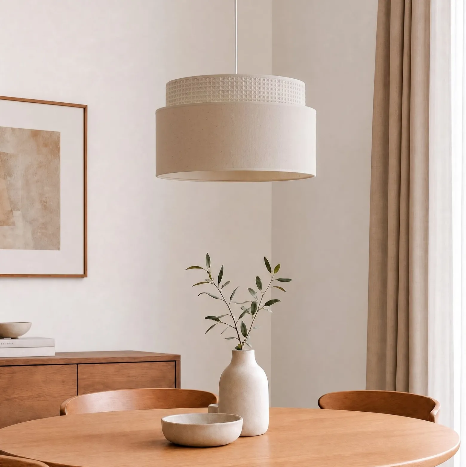 Milano-riippuvalo, ecru/beige, Ø 45 cm, tekstiili, E27